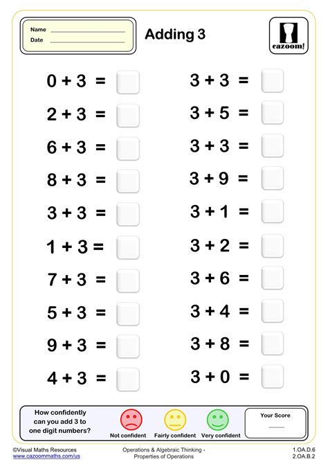 Adding 3's to numbers worksheets .